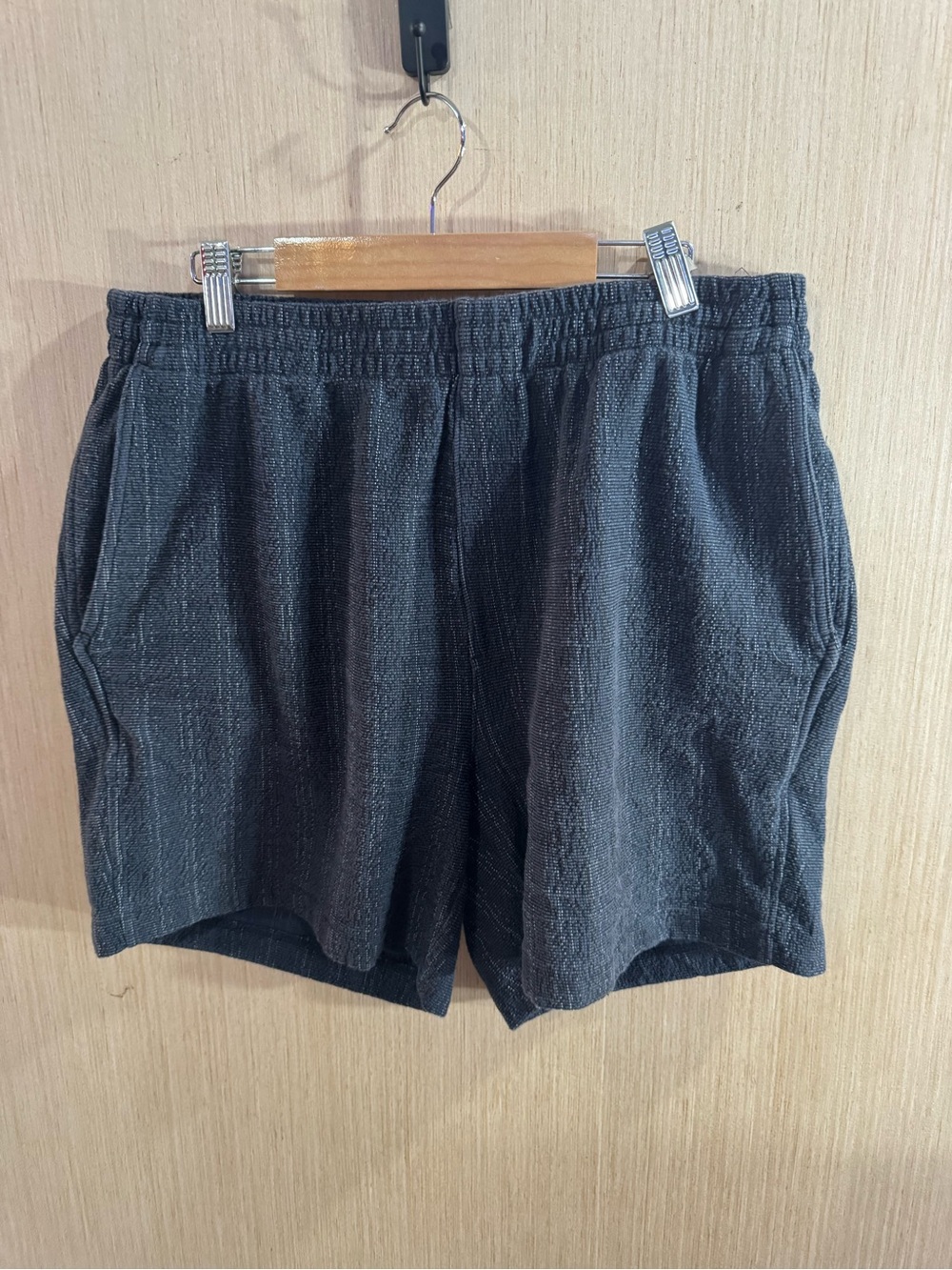 Madewell Navy Blue White Textured Elastic-Waist Shorts Size Medium
